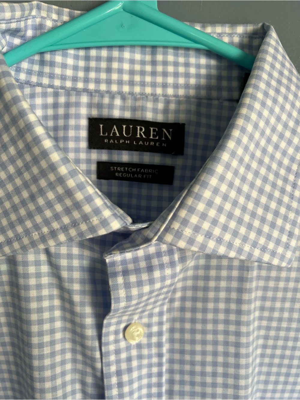 Men’s Ralph Lauren Light Blue Gingham Stretch Dress Shirt - Men